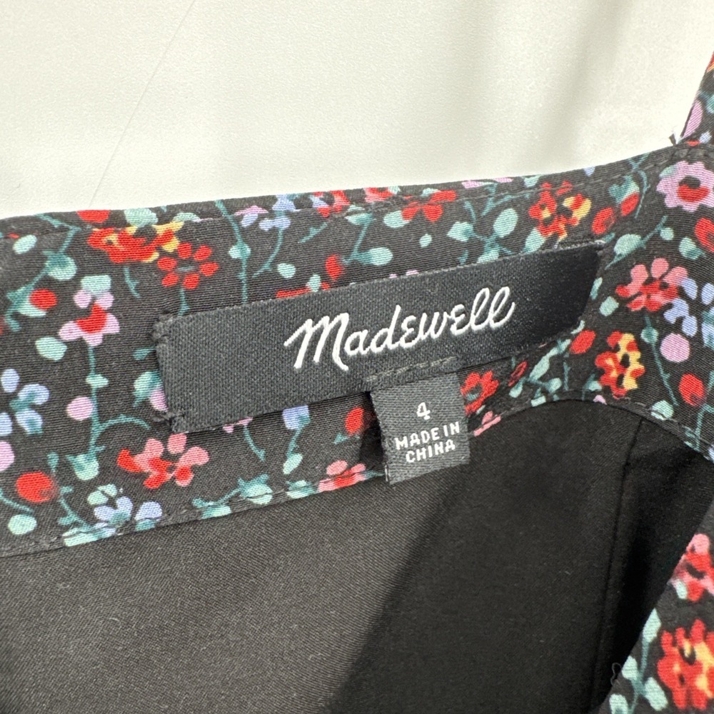Madewell Women's Silk Button-Wrap Cami Dress in Fieldwalk Ditzy Floral Print 4 - Picture 6 of 13